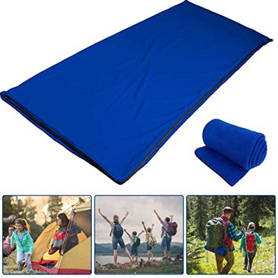 Yuanj Saco de dormir de forro polar para adultos y niños, ultraligero, con forro interior para camping, exterior, viajes, montañismo, senderismo (azul