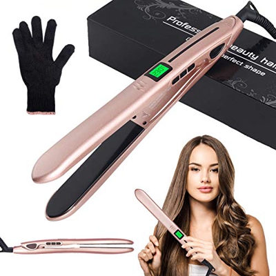 Plancha de Pelo Profesional YEAHTOP, Placas Flotantes de Cerámica-Turmalina para Alisar y Rizar el Pelo, Alisador Plancha de Cabello, Pantalla LED y T