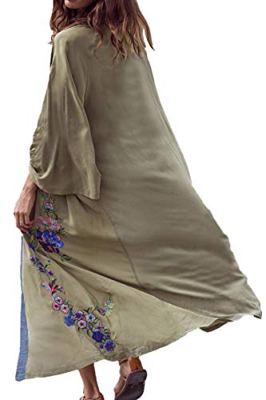 AiJump Chiffon Vestido Largo Kaftan Pareo Bikini Cover Up Beachwear para Mujer