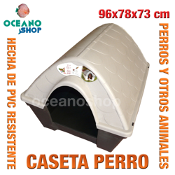 CASETA CASA PERROS EXTERIOR MARRON Y BEIS PVC RESISTENTE 96x78x73 cm L527 7027 en oferta