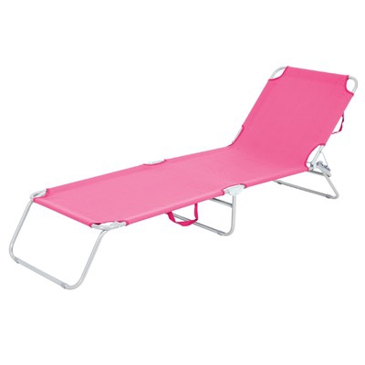 Tumbona reclinable hamaca regulable rosa aluminio tomar sol playa 200x56cm