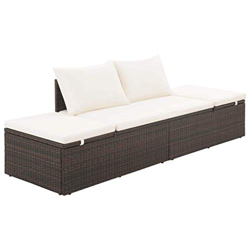 vidaXL Sofá Jardín Ratán Sintético Acero Cojín Marrón Tumbona Ajustable Patio precio