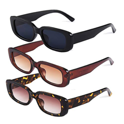 Long Keeper Gafas de sol rectangulares Protección UV400 Gafas de conducción retro para mujer (Negro+Leopardo+Marrón) características