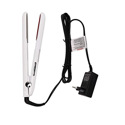 Qkiss Plancha de pelo por ultrasonido, con pantalla LCD, ondas frías, herramienta de peinado (blanco UE)