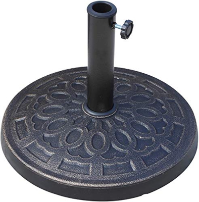 Arco iris Base per Ombrellone, per Aste da 38-50 mm, Resistente Alle Intemperie, Giardino & Balcone, Ø 49,5 cm, Negro