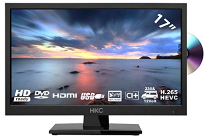 HKC 17H2C: Televisor LED de 43,9 cm (17 Pulgadas) con Reproductor de DVD (HD-Ready, Triple Tuner, Ci+, Cargador de Auto de 12 V, Cargador de Auto de 1