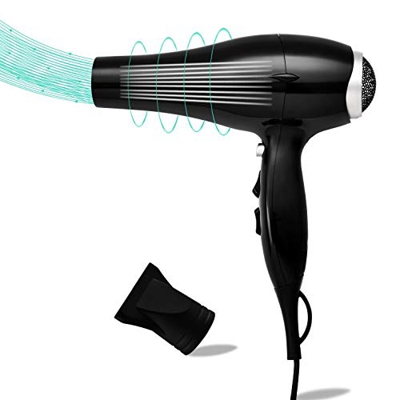 Venga! Secador de Pelo con Función Iónica, 2 Velocidades, 3 Temperaturas Ajustables, Botón de Aire Frío, 2 200 W, Negro/Plata, VG HD 3000