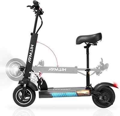 HITWAY Scooter eléctrico para adultos, plegable, con asiento, scooter eléctrico plegable con pantalla LCD, altura ajustable, motores de 800 W, velocid