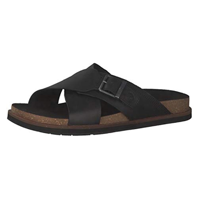 Timberland Amalfi Vibes Cross Slide, Sandalias Hombre, Negro Black Leather, 41.5 EU