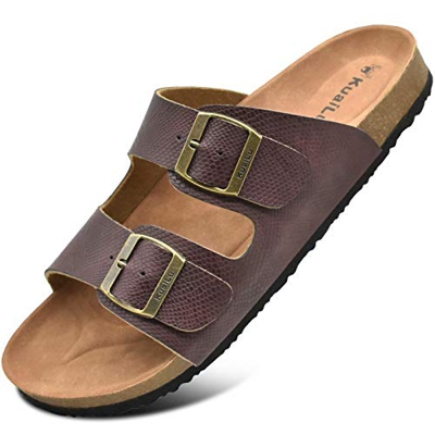Sandalias para Hombre Verano Mules Sandalias Cómodas Cuero Zuecos Sandalias con Antideslizante Suela Marrón Talla 41