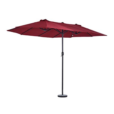 Outsunny Sombrilla Doble Parasol Grande 4.6x2.7m Sombrilla Jardín Patio con Manivela Manual Resistente al Agua y Protección Solar UV para Terraza Play