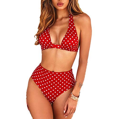 CheChury Bikini Mujer Push up Impresión Traje de baño Conjuntos Cintura Alta Bañador Mujer de Talle Alto Vintage Bikini Set para Mujer