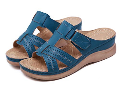 Sandalias con Plataforma para Mujer Mules Cuero Cómodos Zapatillas de Playa Verano Sandalias de Cuña 36-44EU