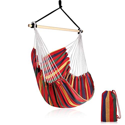 Hamaca de jardín, SANBLOGAN hamaca de interior, silla hamaca colgante, de algodón transpirable, asiento colgante para niños y adultos, 100 x 130 cm, p