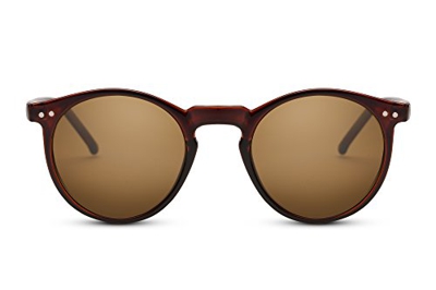 Cheapass Gafas de Sol Redondas Marrones Retro Unisex