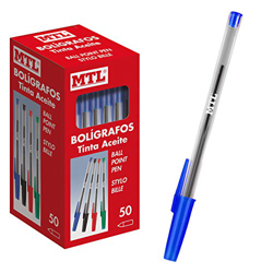 Dohe - Caja de bolígrafos con capucha - 1,0 mm - 50 uds - Azul en oferta