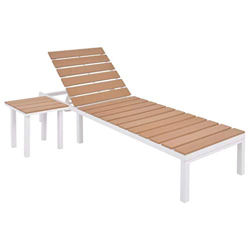 vidaXL Tumbona Mesa Aluminio Blanco Marrón Silla Asiento Mueble Jardín Patio precio