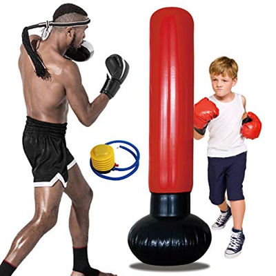 Saco de boxeo Inflable para niños ,Sacos de suelo para boxeo160 cm, columna de boxeo, hinchable, para practicar karate, taekwondo, descompresión, con 