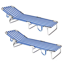 Pack de 2 tumbonas Playa Cama de 3 Posiciones de Aluminio y textileno de 190x58x25 cm (Azul y Blanco) características