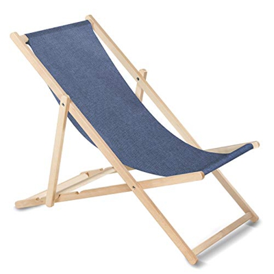 GreenBlue GB183M Tumbona Clásica Plegable Ajustable de Madera Melange (Melange - Azul)