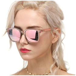 Myiaur Gafas de sol de moda para mujer Conducción polarizada Antideslumbrante Protección UV 100% Diseño elegante (Marco rosa/Lente rosa de moda) características