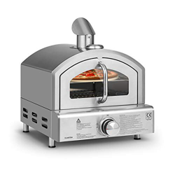 Klarstein Pizzaiolo Neo - Horno de gas para pizzas, Piedra 33 cm (Ø) y parrilla, Termómetro integrado, Reductor de presión, Presión gas 50 mbar, Botel precio