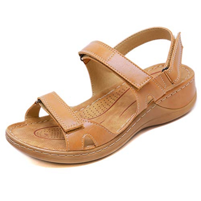 Gebuter Womens Walking Sandals Summer Leather Flat Open Toe Comfort Beach Sandals Outdoor Sport Athletic Hiking Trekking Sandals Cushion Soft Sole Ant