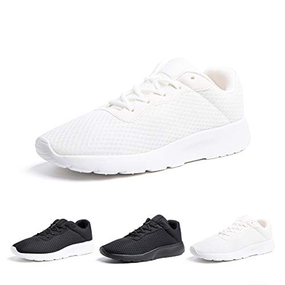Zapatillas de Running Hombre Mujer Deportivas Casual Gimnasio Zapatos Ligero Transpirable Sneakers Blanco 37 EU