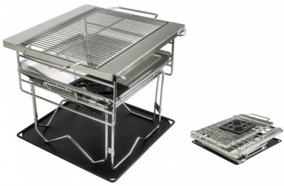 Acecamp Plegable Parrilla de Carbón Vegetal de Acero Inoxidable 35 , 5x33 Plata
