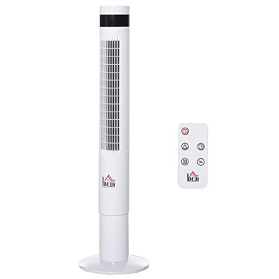 HOMCOM Ventilador de Torre con 3 Modos 3 Velocidades Patalla LED 12H Temporizador Oscilante de 85° con Mando a Distancia Hogar Oficina Alto 110 cm Bla
