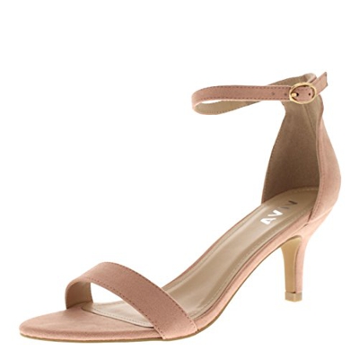 Viva Mujer Bajo Gatito Talón Correa de Tobillo Ante Oficina Trabajo Noche Sandalia Zapatos - Rosado KL0341D 4UK/37