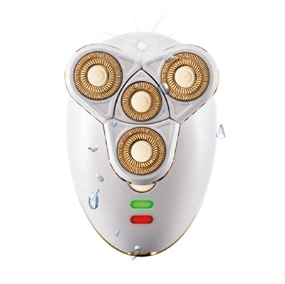 Axsom Caress Titanium Depiladora Con Cabezales de Titanio - Depiladora mujer para piernas y cuerpo, afeitadora eléctrica sin cable, Color Blanco y Dor