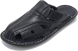 KS - 014 - Sandalias para Hombre - Ideales para Verano - Cuero - Negro 43 en oferta