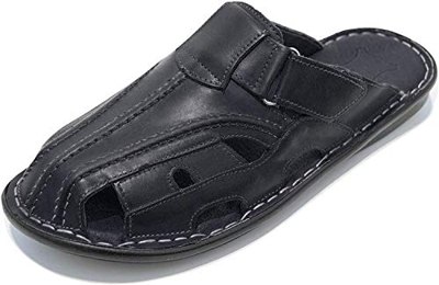 KS - 014 - Sandalias para Hombre - Ideales para Verano - Cuero - Negro 43