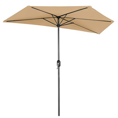 SONGMICS Parasol excéntrico, Sombrilla de balcón con semicírculo Dia. 2,7 m, con manivela, Sombrilla con protección UPF50+, Base no incluida, para ter