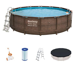 Piscina Desmontable Tubular Bestway Power Steel Diseño Rattan 427x107 cm Depuradora de cartucho de 2.574 litros/hora precio
