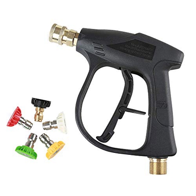 Honeyhouse Pistola limpiadora de alta presión con 5 boquillas de agua, pistola de alta presión de 3000 psi, rosca exterior M22, apta para equipos mecá
