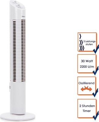 Ventilador de torre Tristar, VE-5905 30 W 73 cm Blanco