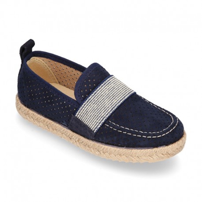 Mocasín Niño Con Elástico Tipo Alpargata En Lona Mil Puntos. 25 Azul Marino
