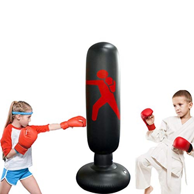 Bolsa de boxeo hinchable de 160 cm, con columna de boxeo y base gruesa para niños y adultos, ejercicio y alivio del estrés