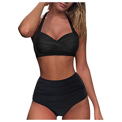 MOMOJIJI Bikini Mujer 2021 Verano, Conjunto de Bikinis para Mujer, Mujeres Braga Alta Push Up Sexy Tankini Ropa de Baño Dos Piezas, Traje de baño con 