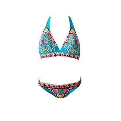 Embryform Floral de Las Mujeres de la Vendimia de Impresi�n Totem Empuja hacia Arriba Atractivo de ba�o Bikini