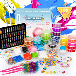 Fansteck 108PCS Slime para Niñas, Manualidades Niños, 22 Colores Purpurina Fluffy Borax, Kit Manualidades, Slime Kit, Purpurina Manualidades Regalo pa características