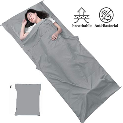 WENTS Sábana para Saco de Dormir Saco de Dormir para Acampada y Viaje Camping Exterior Saco de Dormir Sábanas Interiores Ultraligeros(210 * 75cm Gris)