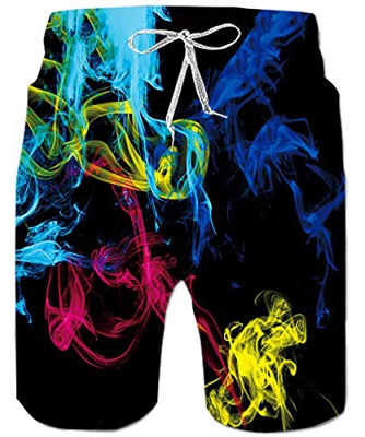 ALISISTER Bañadores de Natación Hombre Gracioso 3D Fumar Colorido Impresión Pantalones Corto Verano Secado Rápido Ligero Traje de baño S