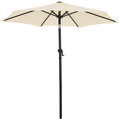 Deuba Sombrilla inclinable con manivela Crema Impermeable con protección UV 40+ Ø 200 cm Palo de Aluminio Playa Verano