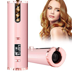 Rizador Automático Inalámbrico,Pantalla LCD y Temporizador,6 Temperaturas Ajustables,Rizador Automático Inalámbrico Rizador Portátil (Rosado) en oferta