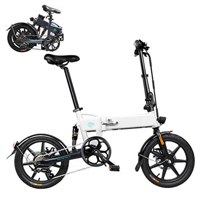 Coolautoparts Bicicleta Eléctrica Plegable 16 Pulgadas Bicicletas Bici de Ciudad/Montaña 250W 25km/h Ciclomotor de 3 Niveles Bateria de Litio de Alumi