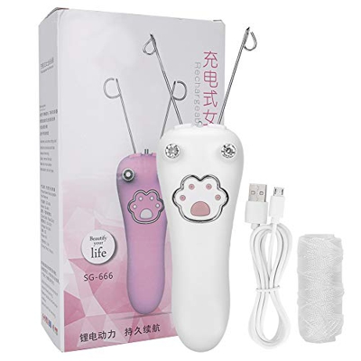Depiladora eléctrica de hilo de algodón, depiladora facial con carga USB para mujeres, depiladora de hilo físico para uso facial, brazo, pierna(blanco