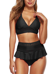 Las Mujeres del Bikini del Traje De Baño del Volante Sin Cables Volantes Beach Uso De La Venda De Tankini en oferta